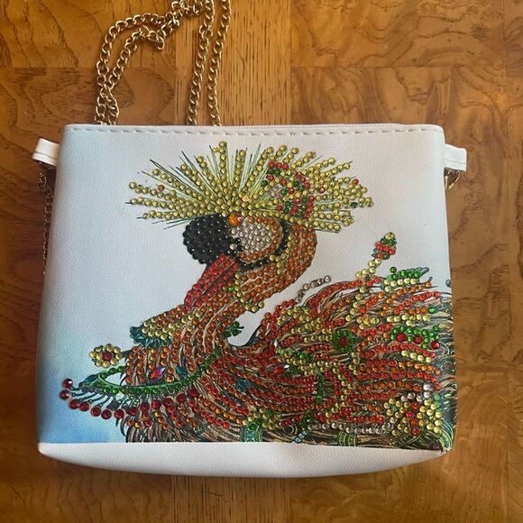 DIAMOND PAINTED Purse with Peacock! - Picture 1 of 15
